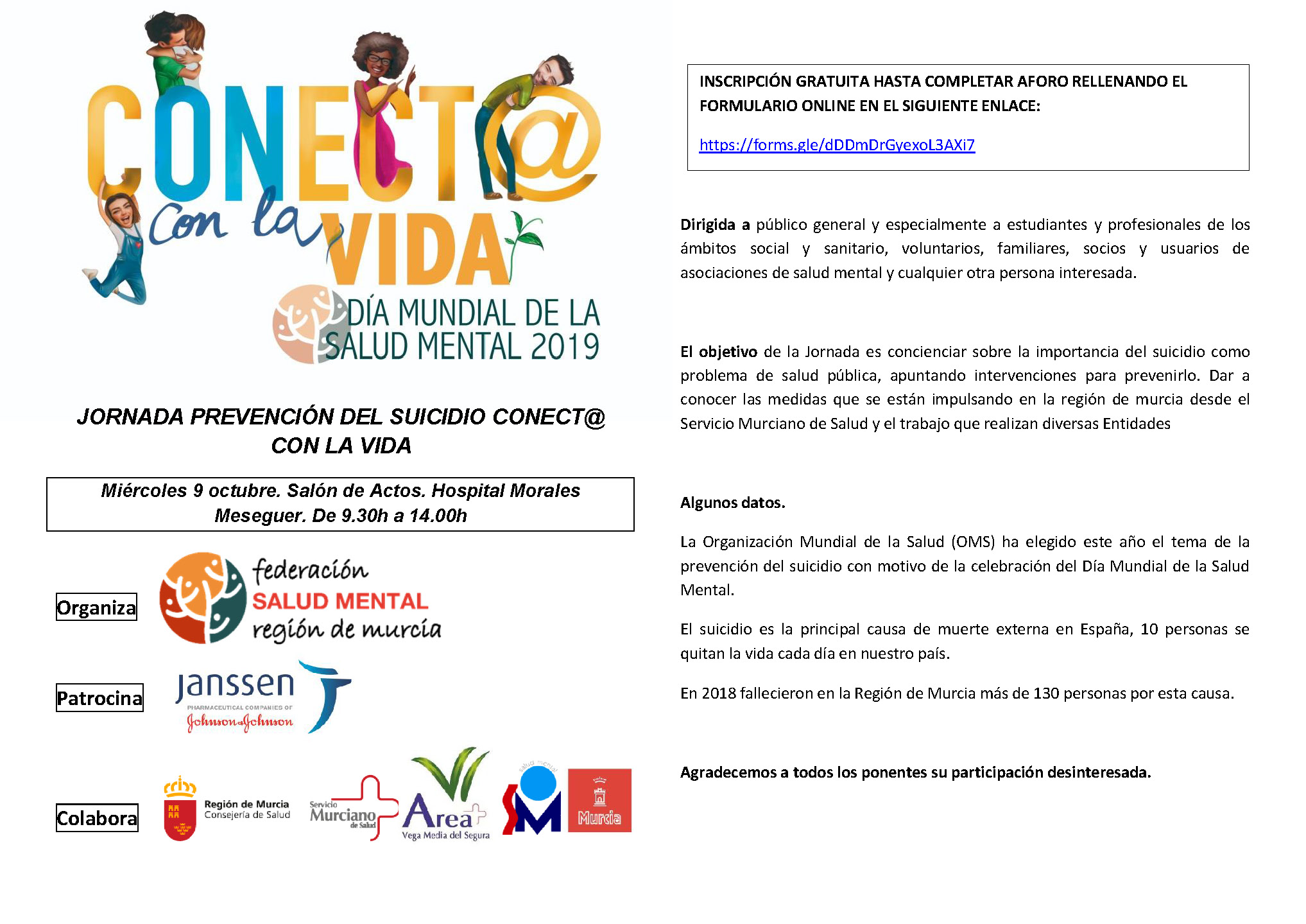 Conecta con la vida - Día Mundial de la Salud Mental 2019 - Jornada prevención del suicido