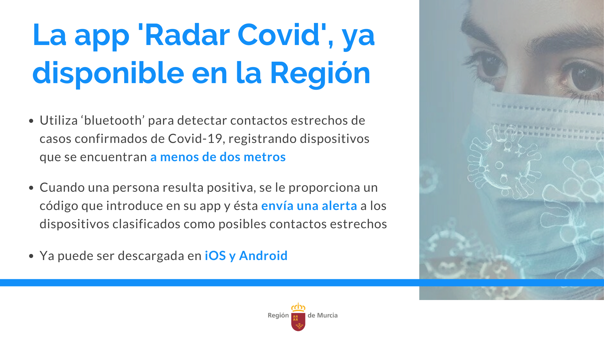 La aplicación "Radar Covid" ya está disponible en la Región